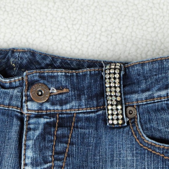 Vintage Blue Jeans Womens 11 12 Bootcut Medium Wash Rhinestones Low Rise 90s - Picture 3 of 13